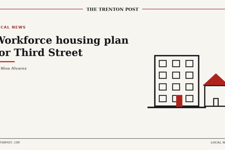 Illustration of an apartment building representing a Trenton workforce housing development